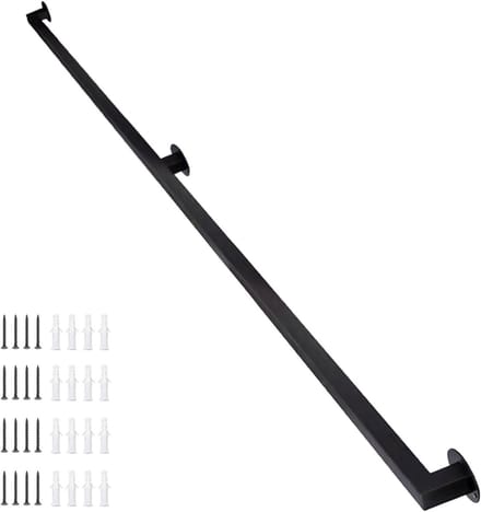 Trapleuningbeugels Set - Muursteunen Leuning - Veilig Traplopen - Smeedijzeren Constructie - 350cm Lengte - Zwart