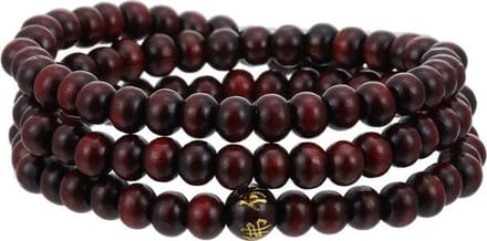 Fako Bijoux® - Buddha Armband - Sandelhout - Classic - 6mm - Roodbruin
