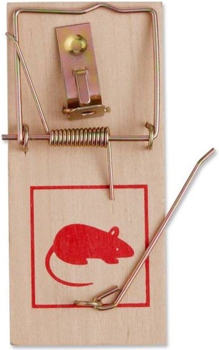 Benson Muizenval - 12x stuks - hout/metaal - 10 x 4,5 cm - muizenklem