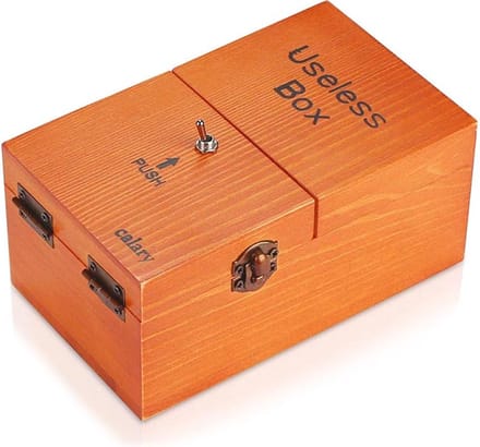 TIN-IN - Useless Box - Echt Hout - Totaal Nutteloos - Leuk Cadeau