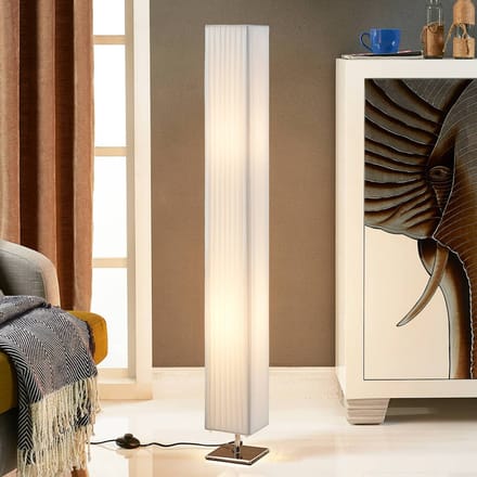 Lindby - vloerlamp - 2lichts - Stof, metaal - H: 120 cm - E27 - wit, chroom