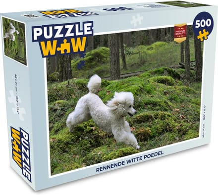 Puzzel Rennende witte poedel - Legpuzzel - Puzzel 500 stukjes
