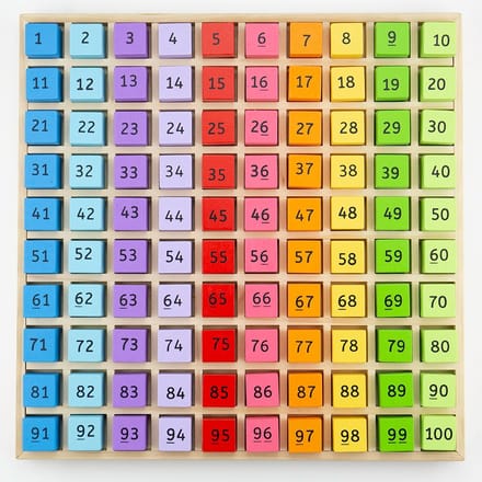 Bigjigs Wooden Number Blocks in a Square Board 100 pcs.
