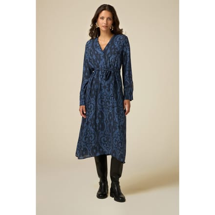Oltre Patterned Midi Dress Blue Taglia: 48 | Abiti Midi Outlet | Donna | Blu