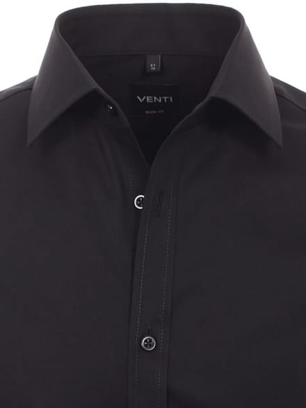 Venti Overhemd Zwart Body Fit Kent Kraag 001420-800 - S