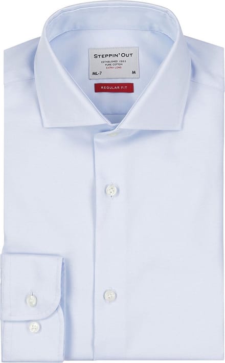 Steppin' Out Overhemd Twill Extra Lange Mouw Lichtblauw - Maat M - Heren - Overhemden Formeel