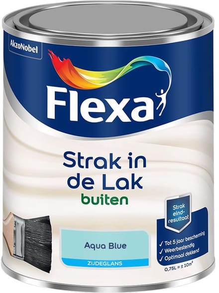 Flexa - Strak In De Lak Buitenlak Zijdeglans - Aqua Blue - Mengverf - 750 Ml