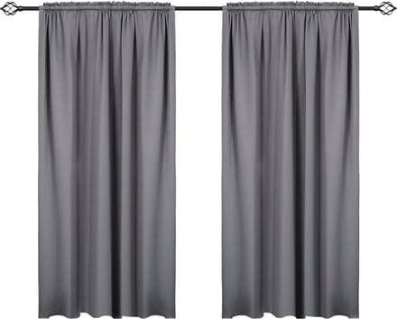 Gordijnen - Set van 2 - Grijs - Verduisterend - Fluweel - Plooiband - 168x229cm