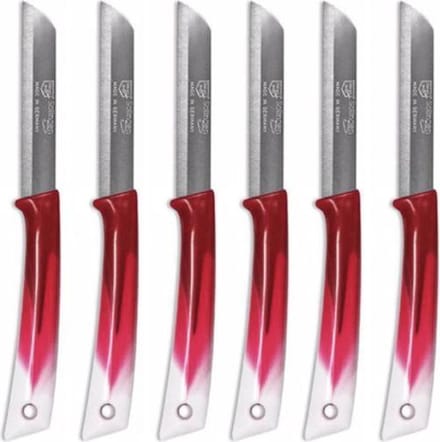 Solingen - schilmes superscherp met kartel (6x) rood - wit