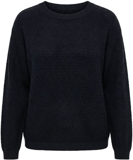 Studio Untold - Dames - Trui boxy fit opengewerkt breisel lange mouwen - Zwart - Maat 46+