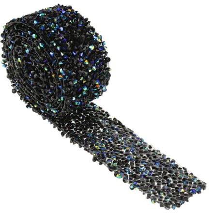 Diamond Mesh Wrap Roll Sparkle Crystal Rhinestone Lint Bruiloft Decoratie (Blauw & Zwart) black