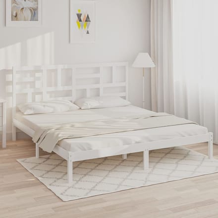 vidaXL - Bedframe - massief - hout - wit - 180x200 - cm