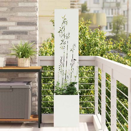 vidaXL - Tuin - Privacy - Scherm - Wit - 32 - x - 32 - x - 150 - cm - Koudgewalst - staal