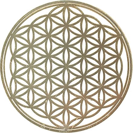 Metalen stickers 'Bloem des Levens', goud verguld, 33mm, 4 stuks