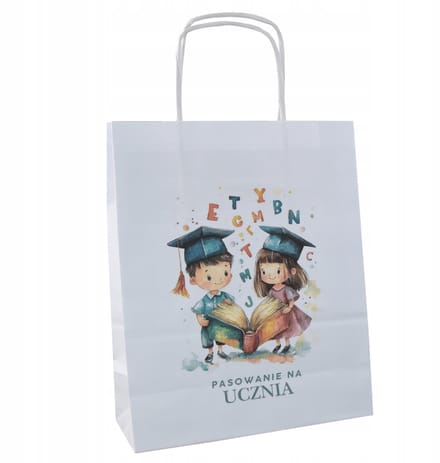 Papieren Schooltas 18x8x22cm met 'Toelating tot Student' Opdruk