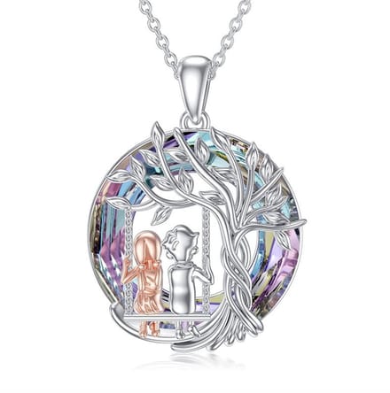 Bijoux by Ive - Ketting met hanger -  jongen en meisje schommelen -  multicolor ring