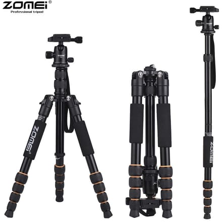 ZOMEI Q666 59 inch compacte reis draagbare aluminium camera statief monopod met balhoofd / black