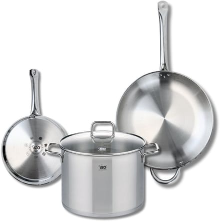 Set van 2 Koekenpannen 24 en 32 cm en 1 braadpan 26 cm Elo Profi Citrin