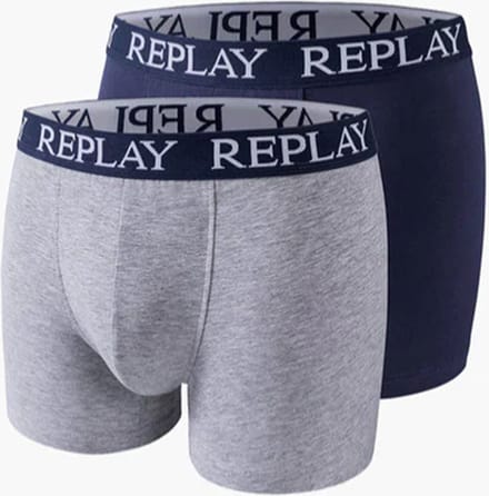 Replay - Boxershorts - Katoen - Stretch - Grijs/blauw - 2 stuks - Maat M