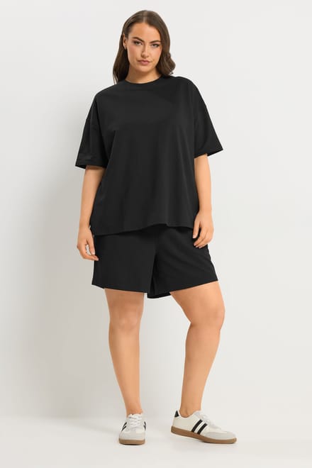 Yours Zwarte Sweat Tshirt En Short Set Size 44