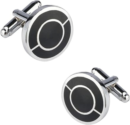 Fako Bijoux - Manchetknopen Rond - Zwart - Halfom - 18mm - Zilverkleurig