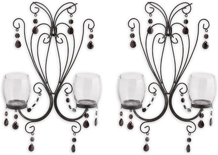 Wand Sconces - Kaars Sconces - Sfeerverlichting Creëren - Glas en Metaal - 3 ponden - Zwart
