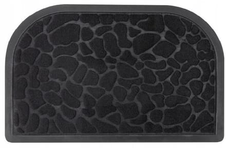 Galicja - Halfronde Deurmat - Antislip - Zwart - Grijs - 60x40cm