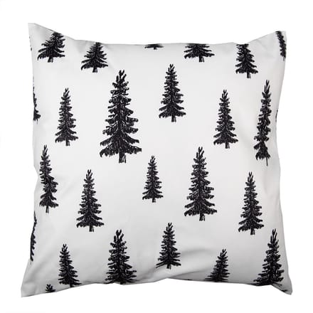 Clayre & Eef Kussenhoes 45x45 cm Zwart Wit Polyester Kerstbomen Sierkussenhoes