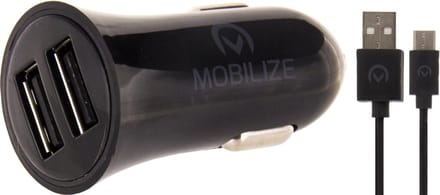 Mobilize Dual USB Autolader USB-C 1 Meter 12W 2.4A - Zwart