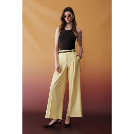 Vrouwen Gecombineerde Wijde-Pijpen Crepe Broek