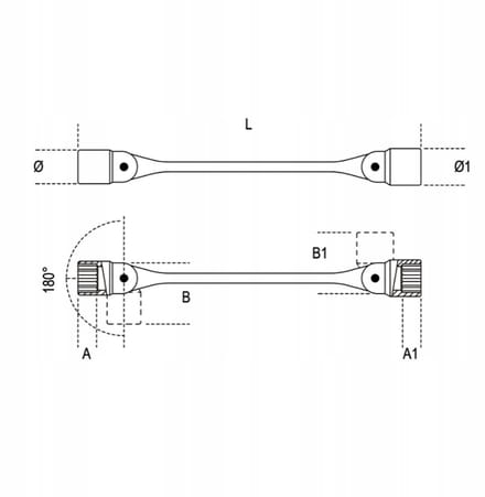 Dabile 12-kanti Dop-sleutel 16x17mm, 234mm Lingte