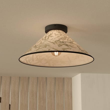 EGLO Oxpark Plafondlamp - E27 - Ø 42 cm - Zwart|Wit|Groen - Bamboe