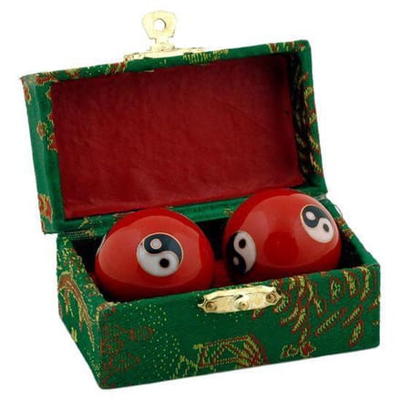 Meridiaankogels Yin Yang rood - 3.5 cm (2 stuks) - S