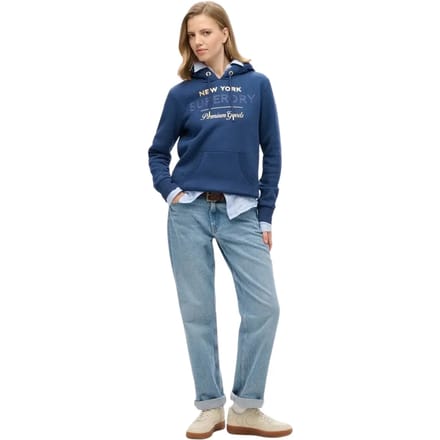 Dames sweatshirt met capuchon en metallic logo Superdry Luxe