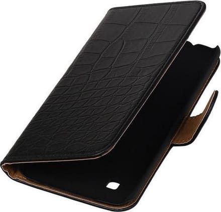 Zwart Effen booktype cover hoesje voor LG K7
