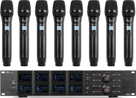 Power Dynamics PD528 UHF draadloos microfoonsysteem met 8 microfoons