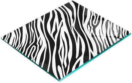 Duurzame en stijlvolle snijplank van gehard glas met zebraprint, 60x52 cm