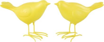 J-Line figuur Vogel - polyresin - geel - large - 2 stuks