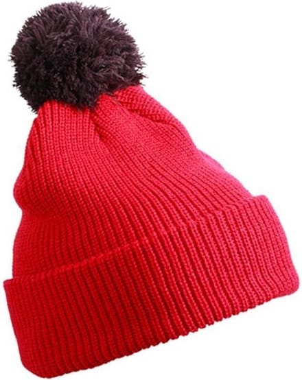 Myrtle Beach - Unisex Pompom Muts (Rood/Bordeaux Rood)