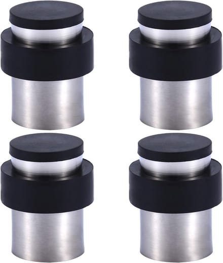 Cilindervormige Deurstopper voor Vloer en Muur, 4.5cm Roestvrij Staal met Rubber