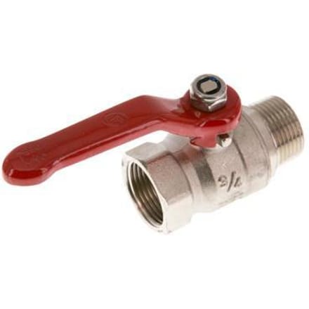 Buiten x Binnendraad R/Rp 3/4 inch Compacte PN 25 2-Weg Messing Kogelkraan