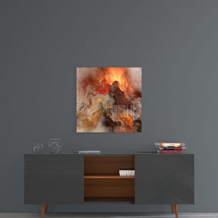 Gouden Chaos Abstract schilderij op glas
