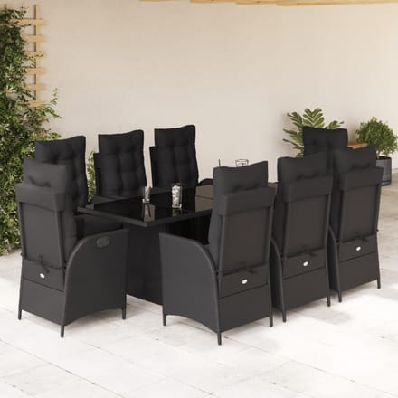 vidaXL - 9-delige - Tuinset - poly - rattan - zwart