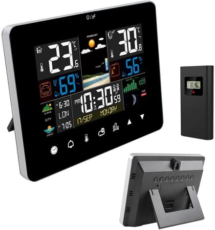 Draadloos weerstation - Buitensensor - Weer voorspellen - Draadloze verbinding - 165 x 127 cm - Zwart