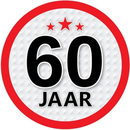 60 jaar leeftijd sticker - rond - Dia 15 cm - 60 jaar verjaardag - jubileum - leeftijd versiering