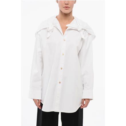 Oversized overhemd met geknoopte details in wit