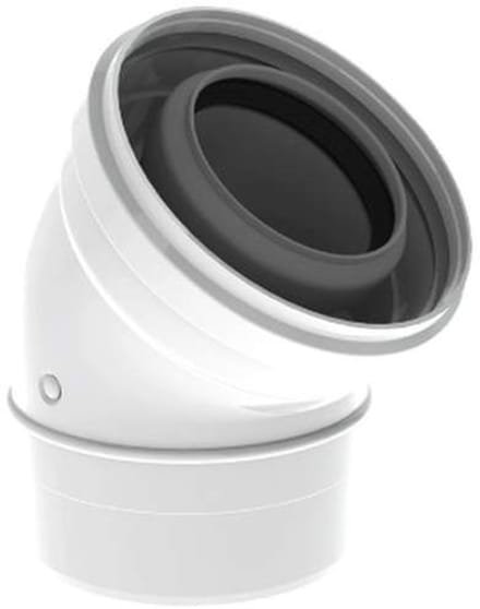 Burgerhout TwinSafe rookgasafvoerbocht Ø80/125mm 45 PP, concentrisch glad wit 400470886