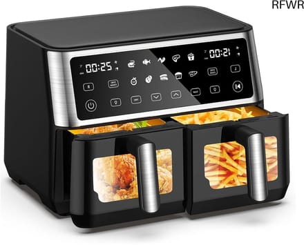 RFWR® Dual Zone XXL Airfryer met 10 liter capaciteit en 10-in-1 kookprogramma