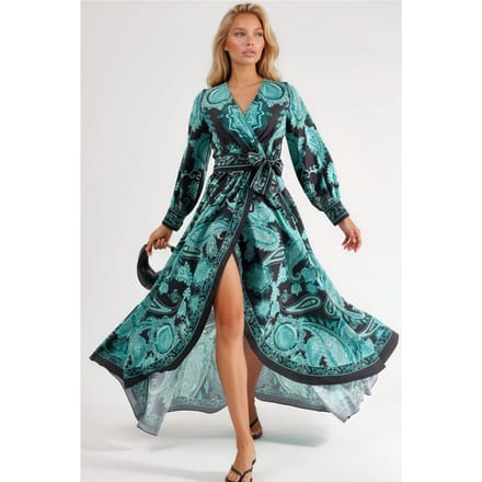Bloemenstrik Detail Midi Jurk