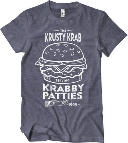 Spongebob The Krusty Krab Serving Krabby Patties T-Shirt Navy/Heather-XL